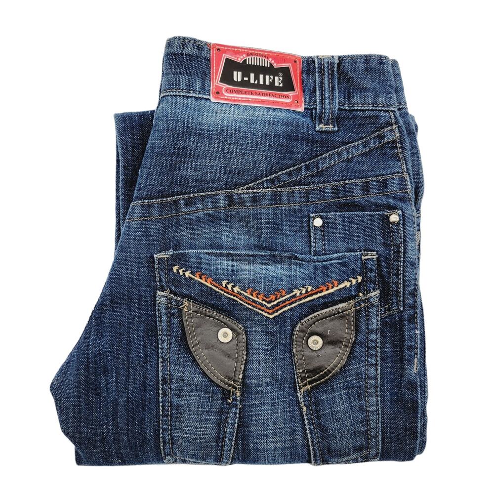 U-Life Jeans India Embellished "Complete Satisfaction" Straight Jeans - Size 28